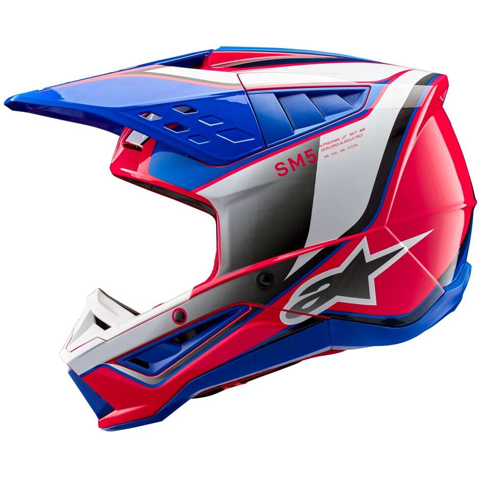 Casco Moto Cross Enduro Alpinestars S-M5 SAIL 22.06 Blu Rosa taglia XL