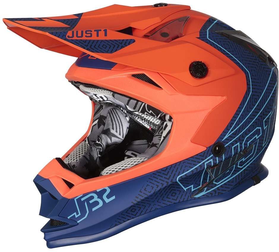 Casco Moto Cross Enduro Bambino Just1 J32 VERTIGO Blu Aranci taglia S