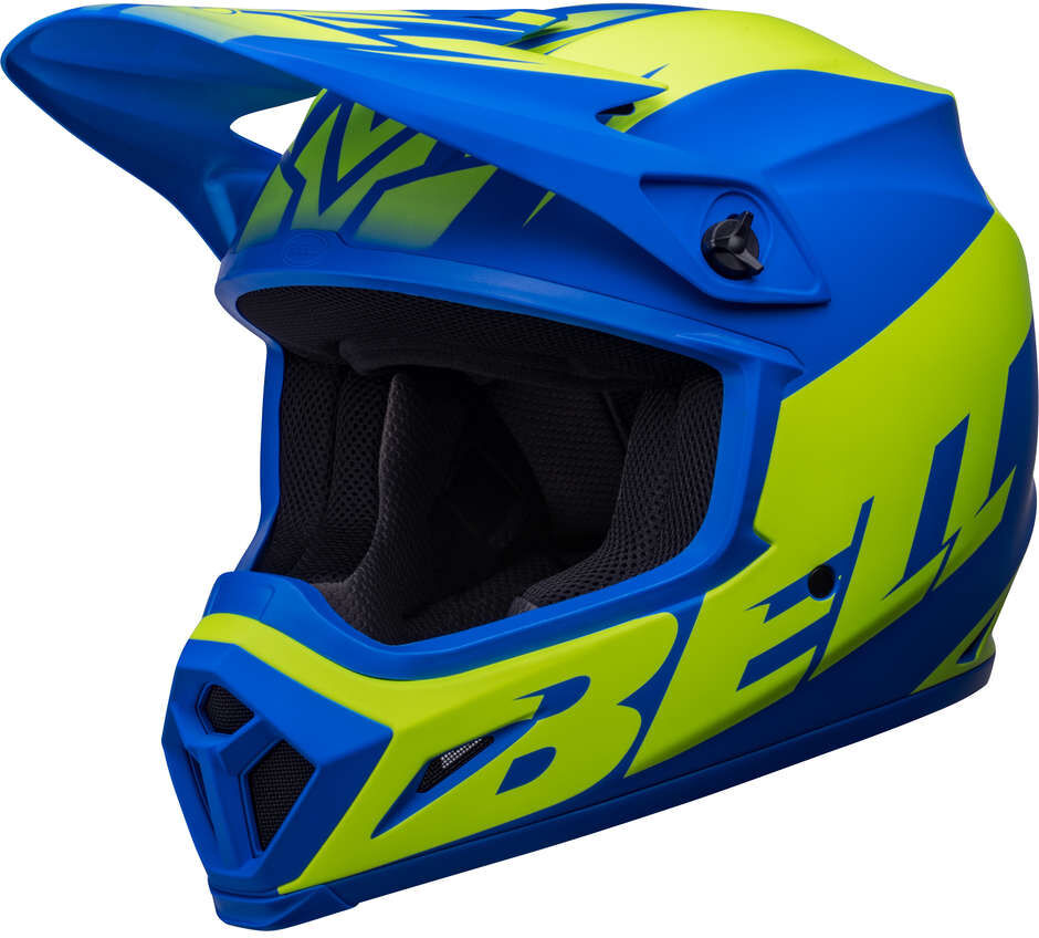 Casco Moto Cross Enduro Bell MX-9 MIPS DISRUPT Blu Giallo Fl taglia L