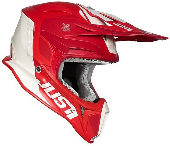 Casco Moto Cross Enduro In Fibra Just1 J18 PULSAR Rosso Bian taglia XL