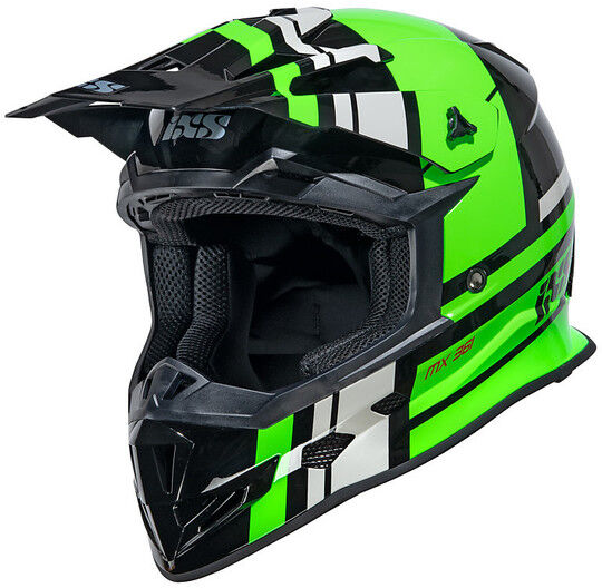 Casco Moto Cross Enduro Ixs 361 2.3 Nero Opaco Verde taglia XS