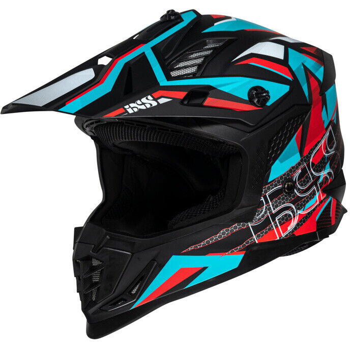 Casco Moto Cross Enduro iXS 363 2.0 Nero Opaco Petrolio Ross taglia L