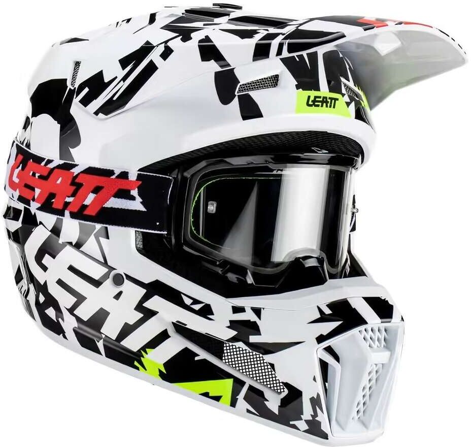 Casco Moto Cross Enduro Leatt 3.5 V23 Zebra Con Maschera taglia L