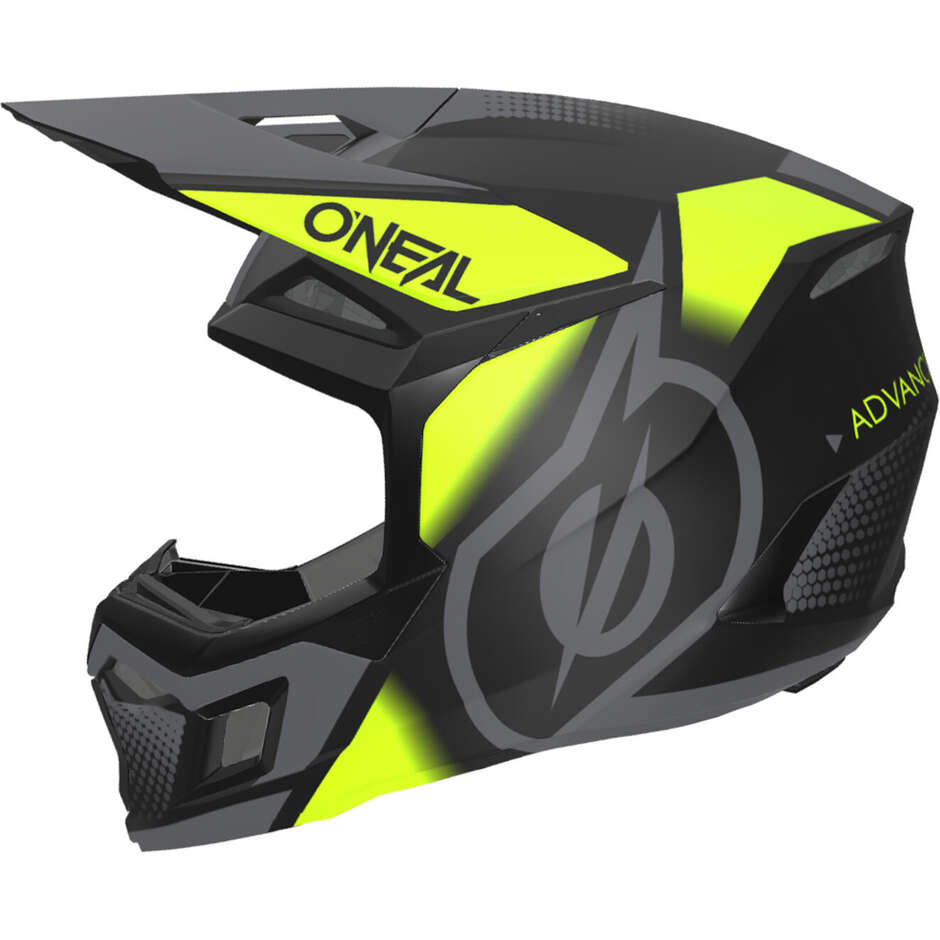 Casco Moto Cross Enduro Oneal 3SRS VISION Nero/Giallo Neon/G taglia XL
