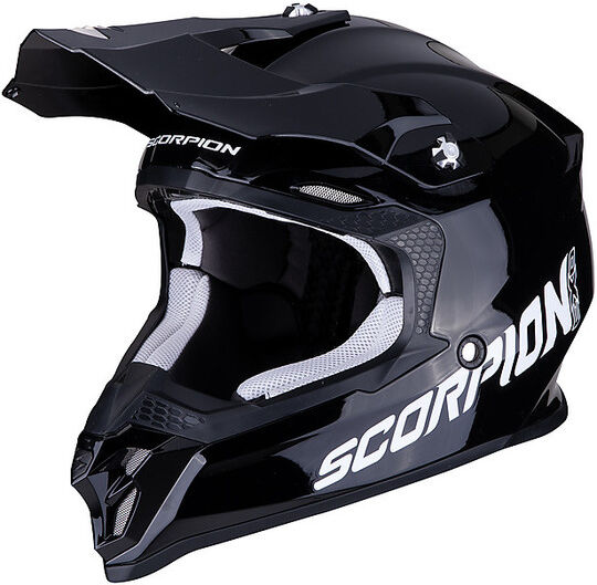 Casco Moto Cross Enduro Scorpion VX-16 SOLID Nero Lucido taglia M