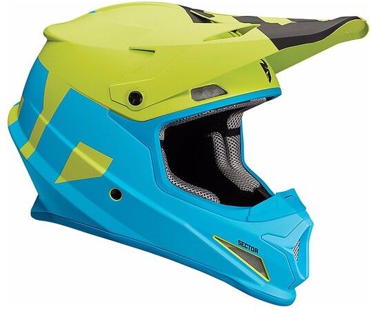 Casco Moto Cross Enduro Thor Sector Level Blu Lime Opaco taglia XL