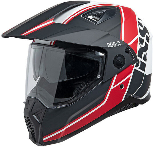 Casco Moto Integrale CrossOver Ixs 208 2.0 Nero Opaco Rosso taglia L