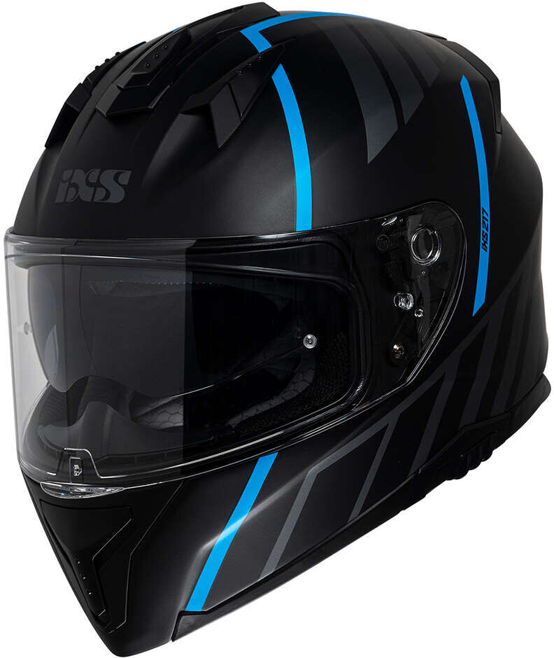 Casco Moto Integrale iXS 217 2.0 Nero Opaco Turchese taglia XS