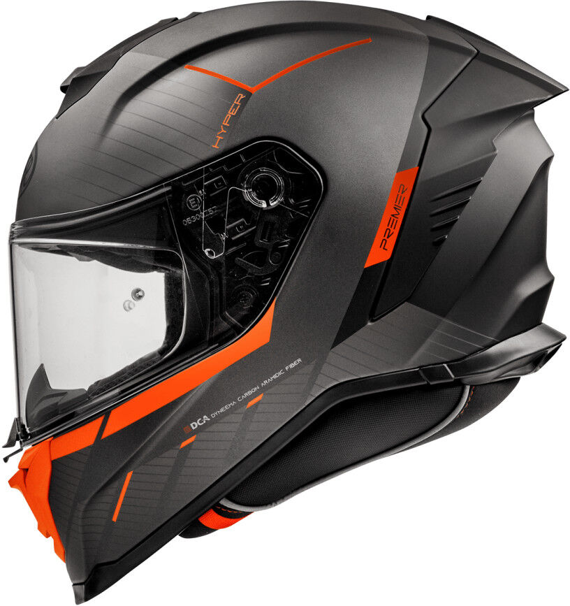 Casco Moto Integrale Premier HYPER RS93 BM Nero Opaco Aranci taglia XS