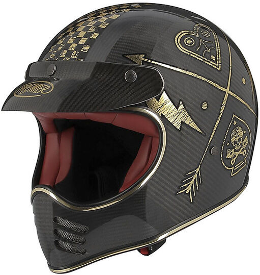 Casco Moto Integrale Vintage Premier MX Style '70 Carbon NX taglia XS