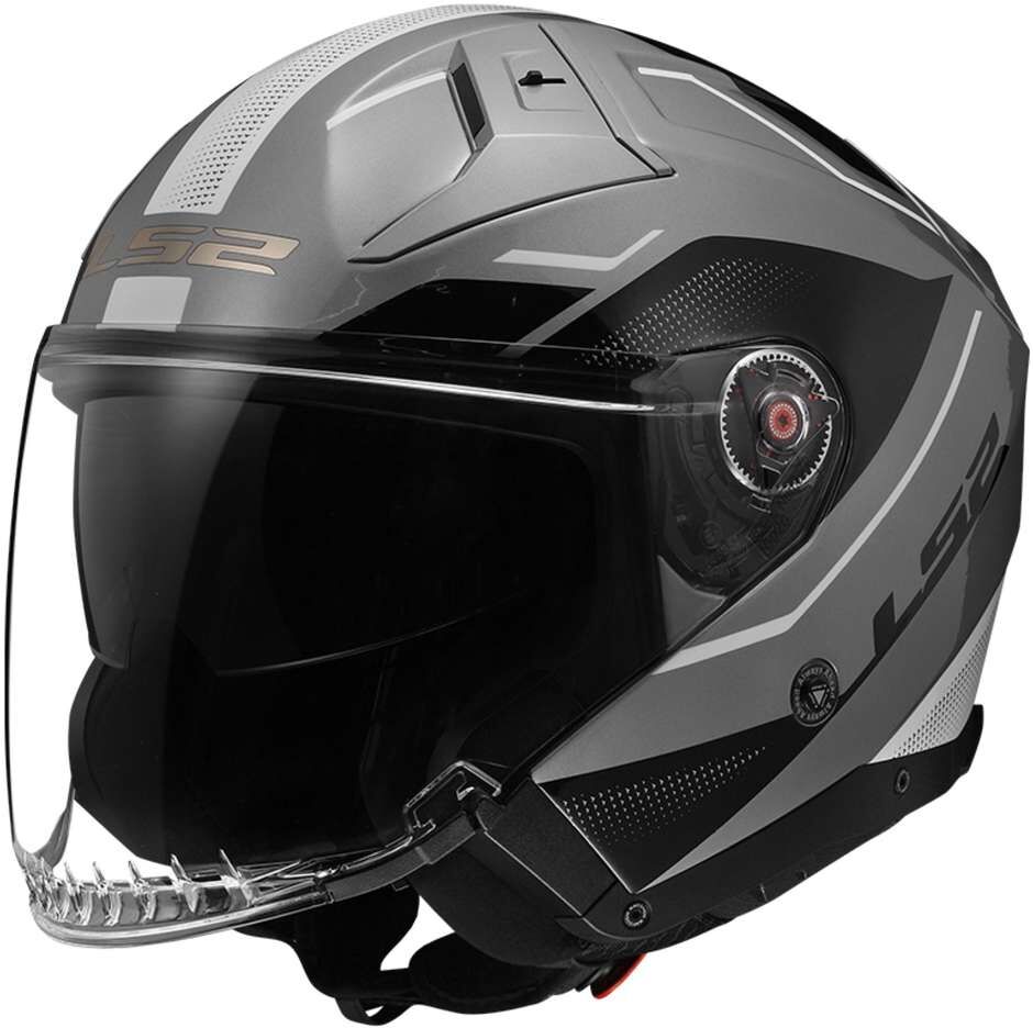 Casco Moto Jet Carbonio Ls2 OF603 INFINITY 2 VEYRON Grigio B taglia S