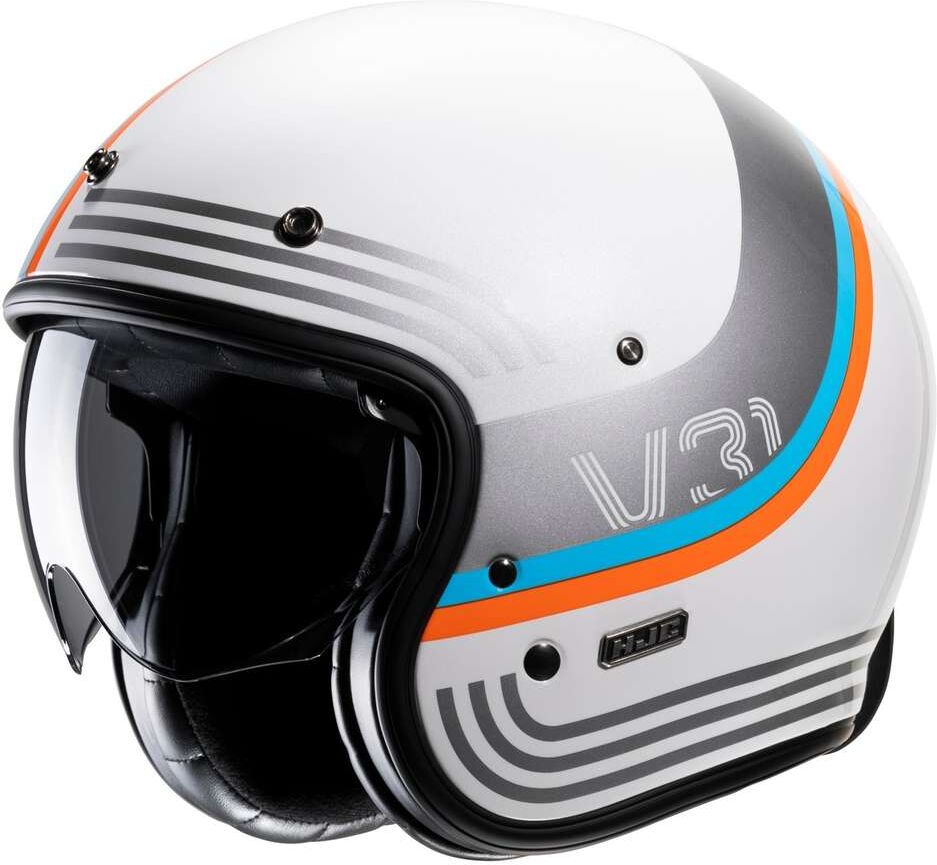 Casco Moto Jet Custom Hjc V31 BYRON MC27 Bianco Blu Rosso taglia M