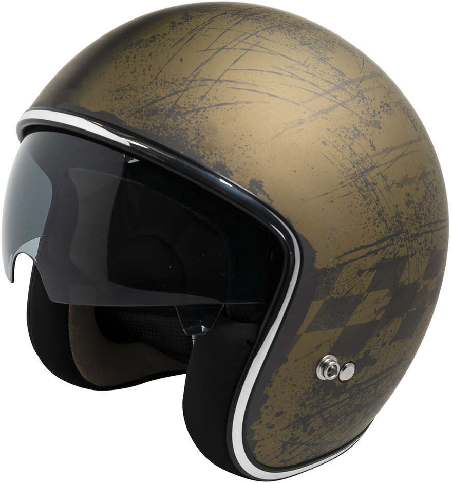 Casco Moto Jet Custom Ixs 77 2.5 Oro Opaco Nero taglia S