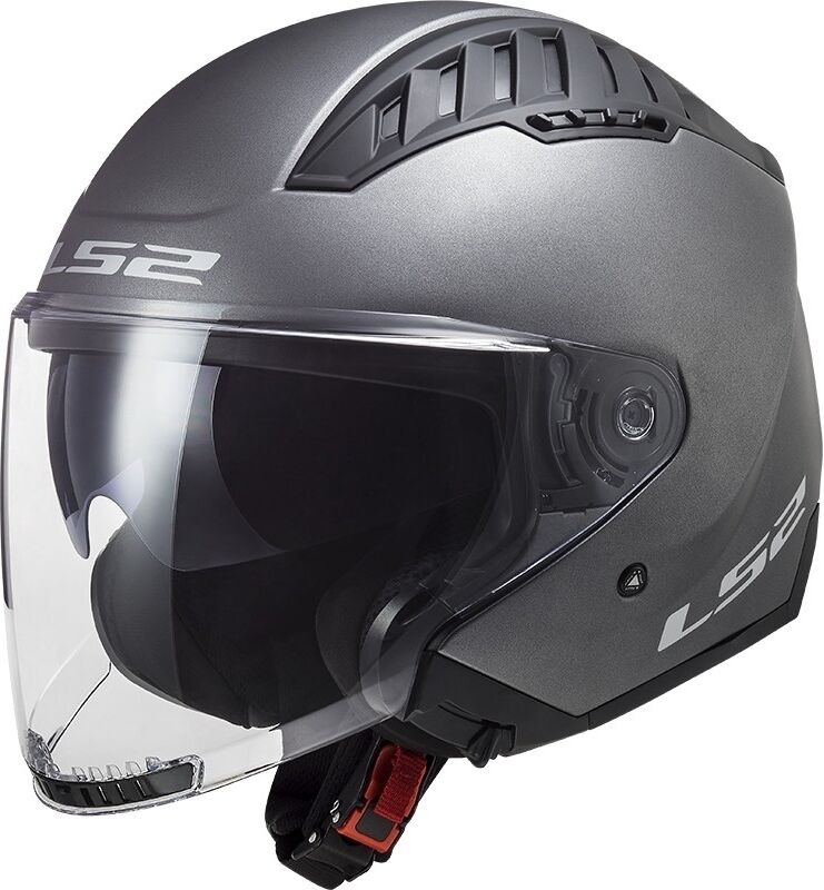 Casco Moto Jet Doppia Visiera Ls2 OF600 Solid Copter Titanio taglia XS