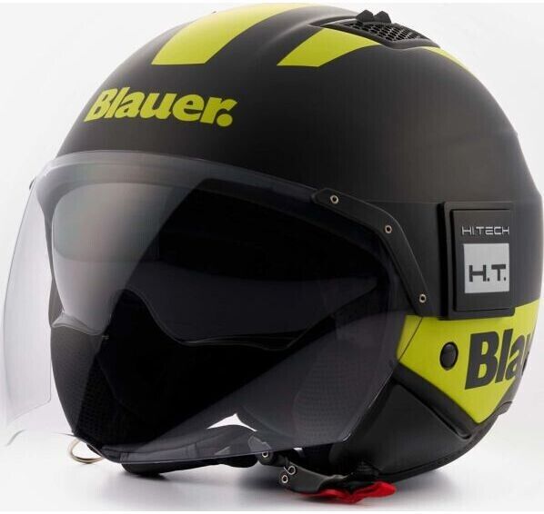 Casco Moto Jet in Fibra Blauer BET HT Nero Giallo FLuo taglia L