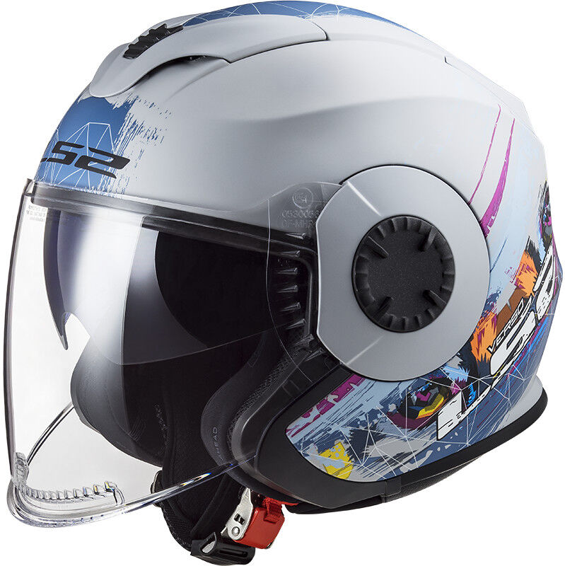 Casco Moto Jet Ls2 OF570 VERSO Spring Sivler Opaco Blu taglia L