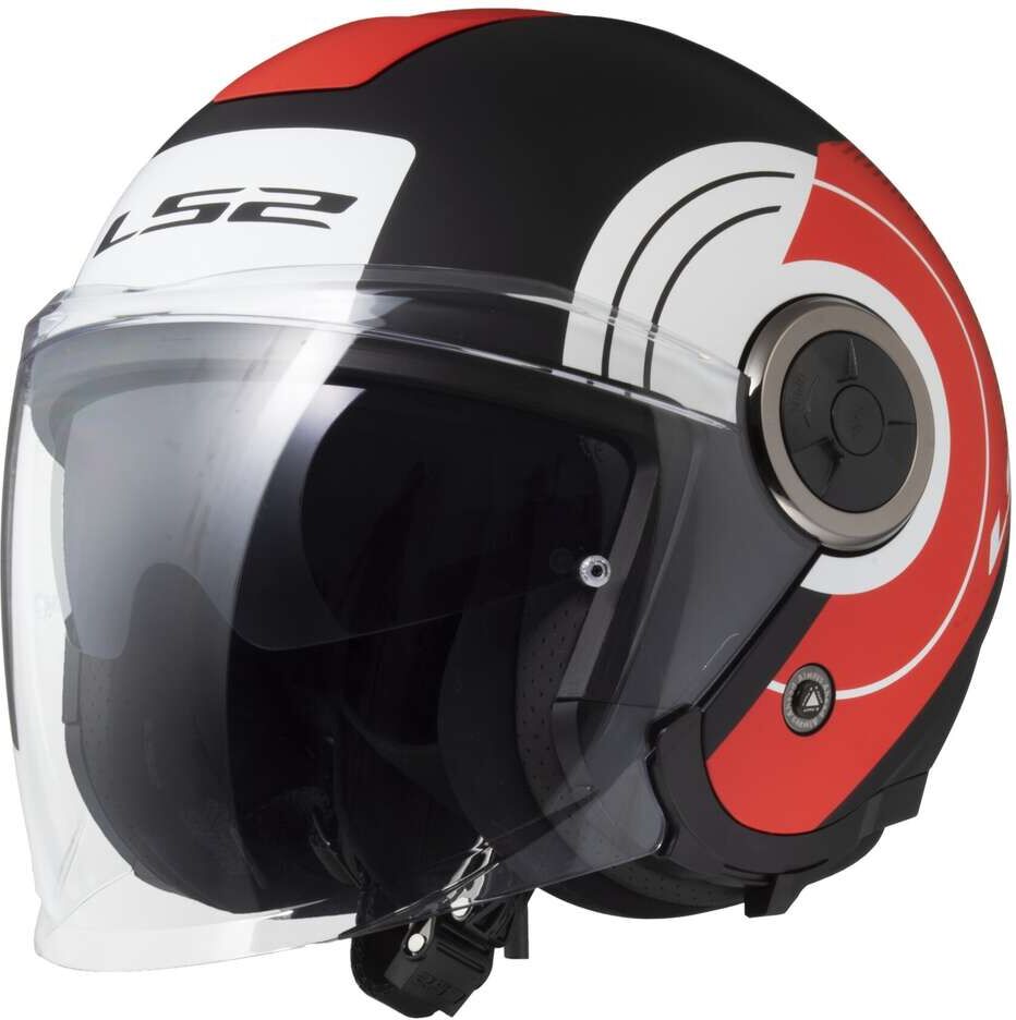 Casco Moto Jet Ls2 OF620 CLASSY DISKO Nero Opaco Rosso Bianc taglia XS