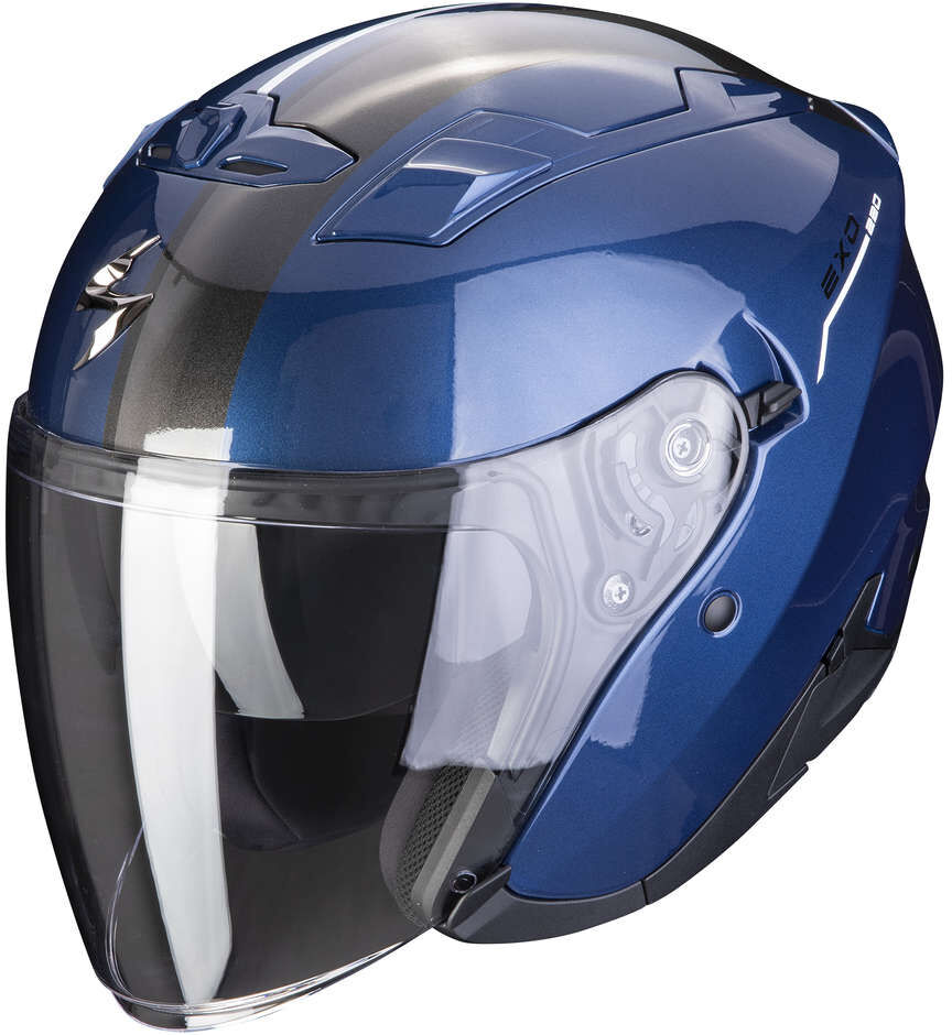 Casco Moto Jet Scorpion EXO-230 SR Blu Scuro Bianco taglia XL