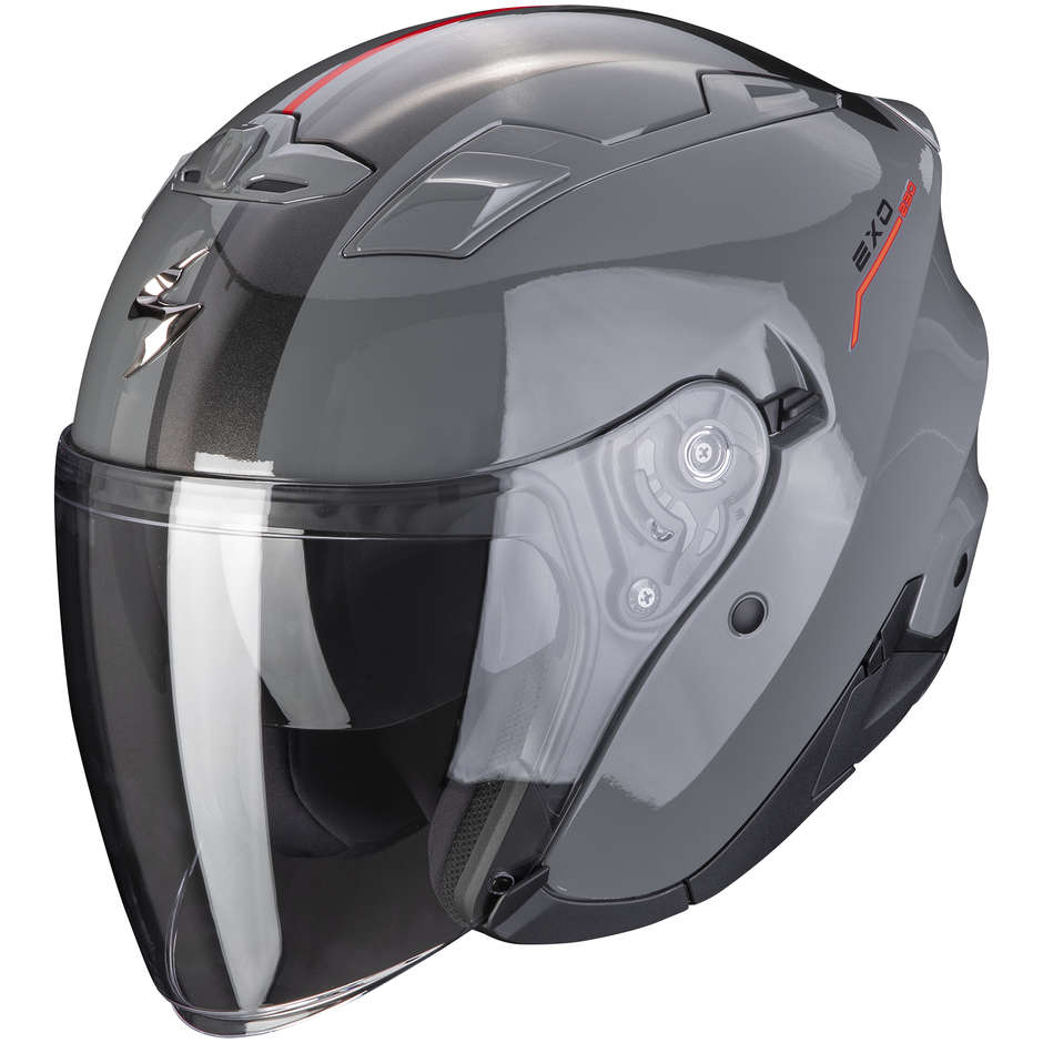 Casco Moto Jet Scorpion EXO-230 SR Grigio Cemento Rosso taglia S