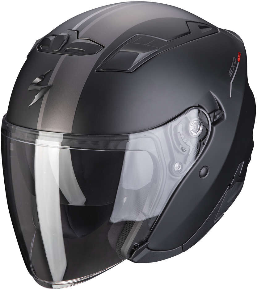 Casco Moto Jet Scorpion EXO-230 SR Nero Opaco Argento Rosso taglia XL