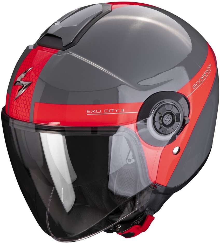 Casco Moto Jet Scorpion EXO-CITY II SHORT Grigio Rosso taglia L