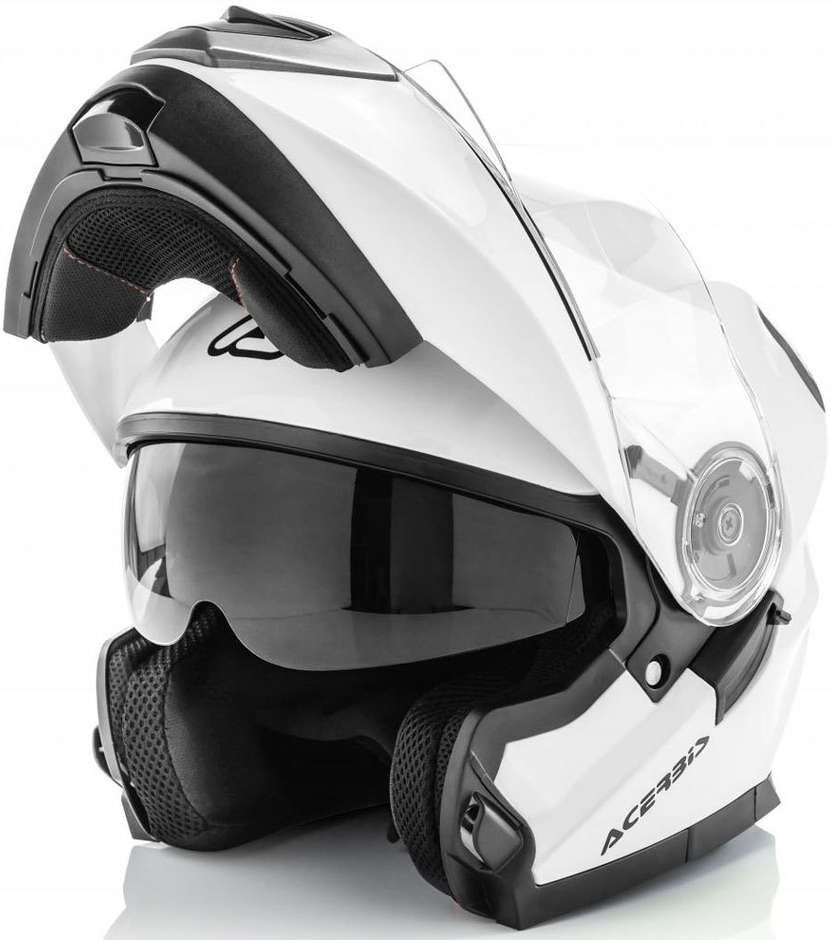 Casco Moto Modulare Acerbis Doppia Visiera Serel Bianco taglia L