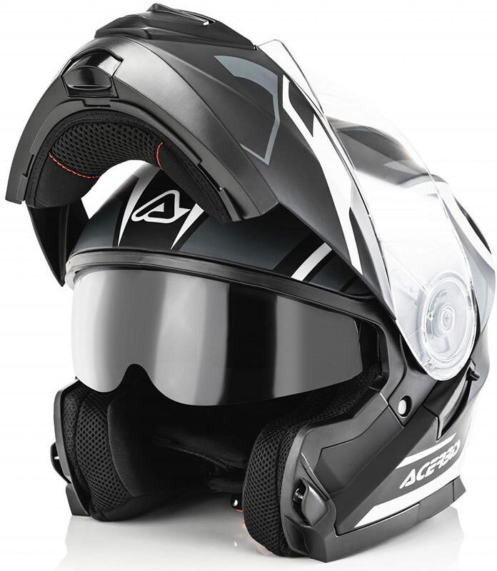 Casco Moto Modulare Acerbis Doppia Visiera Serel Multi Nero taglia XS