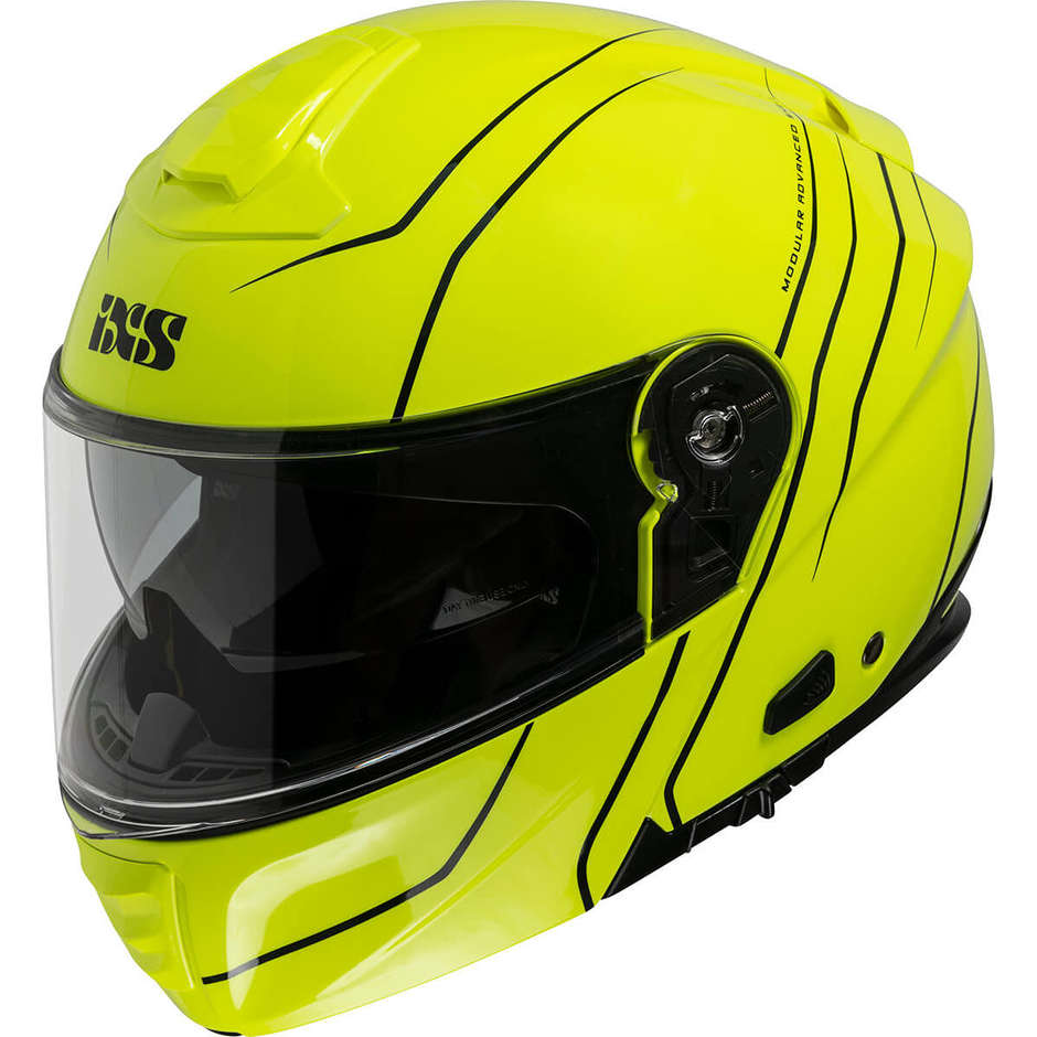 Casco Moto Modulare In Fibra Ixs 460 FG 2.0 Giallo Fluo Nero taglia XL