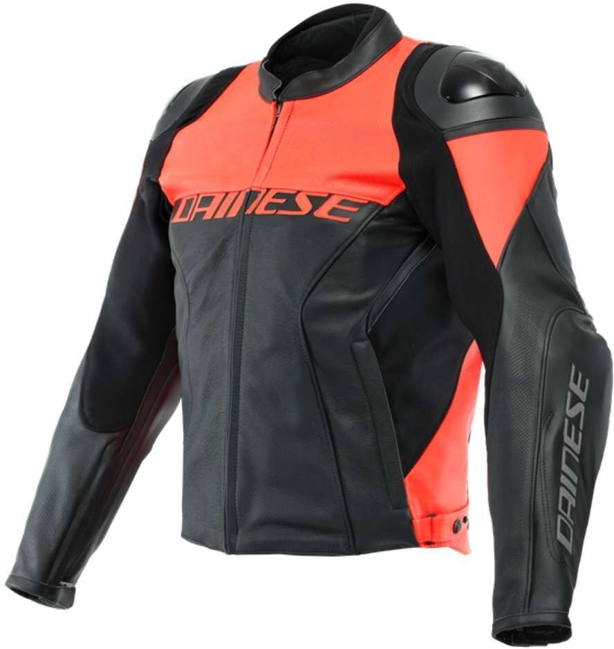 Giacca Moto in Pelle Dainese RACING 4 Traforata Nero Rosso F taglia 62