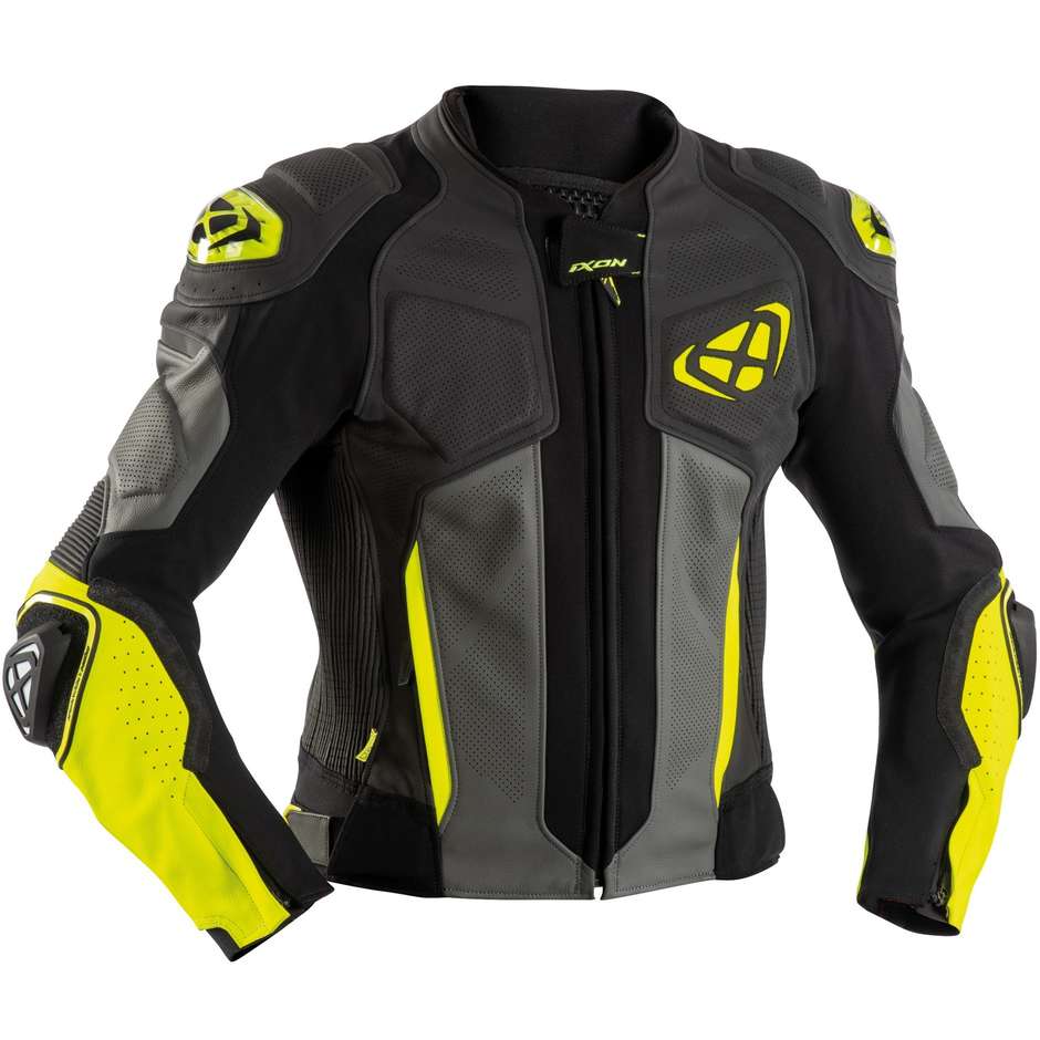 Giacca Moto in Pelle Ixon VENDETTA JK EVO Nero Antracite Gia taglia M