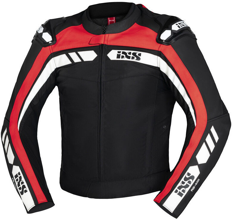 Giubbotto Moto Pelle e Tessuto Ixs RS-500 1.0 Nero Rosso Bia taglia 48