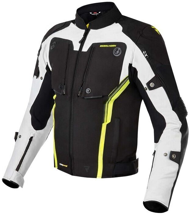 Giubbotto Moto Rebelhorn BORG Nero Grigio Giallo Fluo taglia M