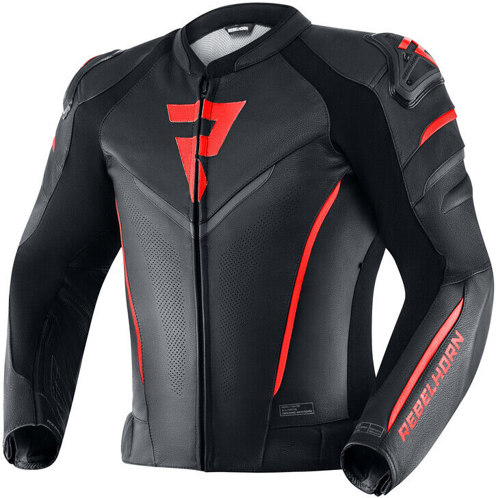 Giubbotto Moto Rebelhorn FIGHTER Nero Fluo Rosso taglia 54