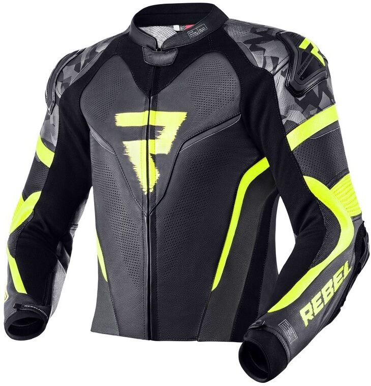 Giubbotto Moto Traforato Rebelhorn REBEL Nero Fluo Giallo taglia 50