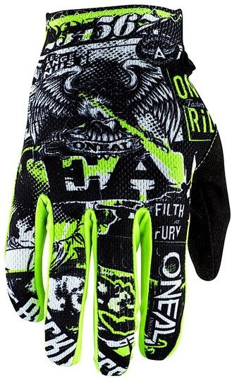 Guanti Moto Cross Enduro Oneal Matrix Glove Attack Nero gial taglia L