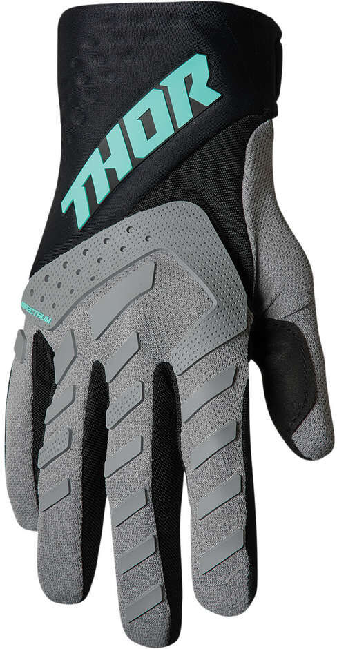 Guanti Moto Cross Enduro Thor SPECTRUM Grigio Nero Menta taglia M