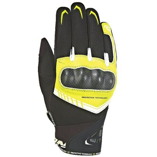 Guanti Moto Estivi in Tessuto Ixon RS LOOP 2 Nero Giallo Flu taglia S