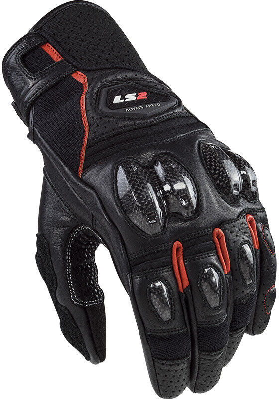 Guanti Moto In Pelle Estivi Ls2 Spark 2 CE Nero Rosso taglia 3XL