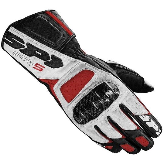 Guanti Moto In Pelle Racing Spidi STR-5 Nero Bianco Rosso taglia XL