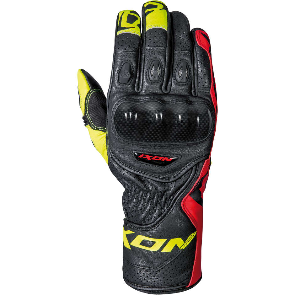 Guanti Moto In Pelle Sportivi Ixon RS CIRCUIT-R Nero Rosso G taglia 2X