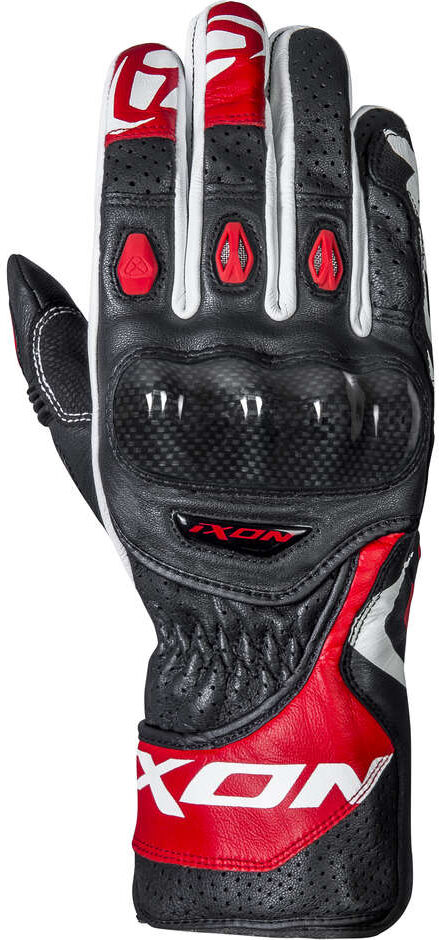 Guanti Moto In Pelle Sportivi Ixon RS CIRCUIT-R Nero Rosso taglia L