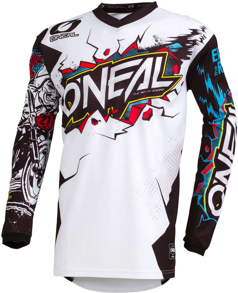 Maglia Moto Cross Enduro Bambino Oneal Element Villain Bianc taglia XL