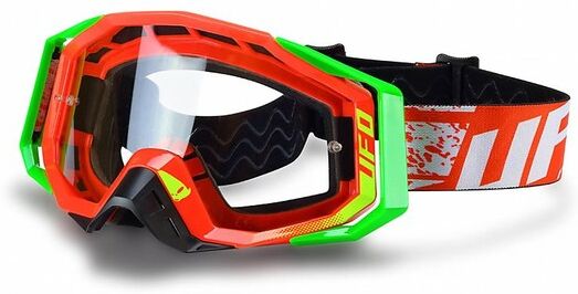 Occhiali Moto Cross Enduro Ufo Mystic Verde Rosso Neon taglia unica