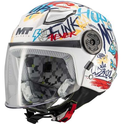 Casco Moto Bambino Jet Mt Helmets LITE CREW A5 Multicolor Lu taglia S Casco Moto Bambino Jet Mt Helmets LITE CREW A5 Multicolor Lu taglia S