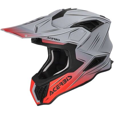Casco Moto Cross Enduro Acerbis AIRSTRIKE-X Grigio Rosso taglia M Casco Moto Cross Enduro Acerbis AIRSTRIKE-X Grigio Rosso taglia M