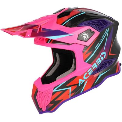 Casco Moto Cross Enduro Acerbis AIRSTRIKE-X Nero Rosa taglia M Casco Moto Cross Enduro Acerbis AIRSTRIKE-X Nero Rosa taglia M