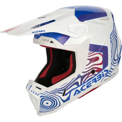 Casco moto Cross Enduro Acerbis Whoops Bianco Blu Rosso taglia M Casco moto Cross Enduro Acerbis Whoops Bianco Blu Rosso taglia M