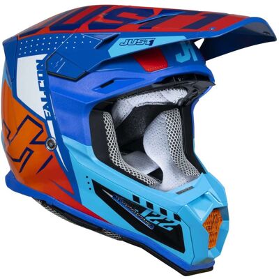 Casco Moto Cross Enduro Just1 J22-f Falcon Arancio Blu taglia M Casco Moto Cross Enduro Just1 J22-f Falcon Arancio Blu taglia M