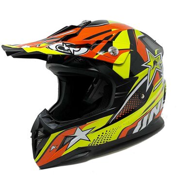 Casco Moto Cross Enduro One Off Road STAR Giallo Arancio taglia XL Casco Moto Cross Enduro One Off Road STAR Giallo Arancio taglia XL