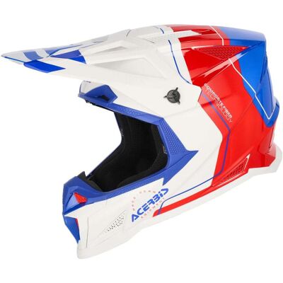 Acerbis Casco Moto Cross OFFROAD T711 Bianco Rosso Blu taglia XS Acerbis Casco Moto Cross OFFROAD T711 Bianco Rosso Blu taglia XS